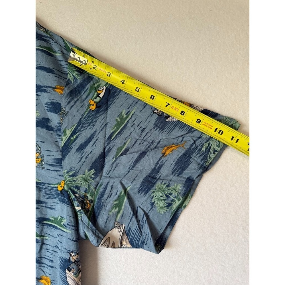 Walt Disney World Mickey Hawaiian Shirt XXL Blue Rayon Fishing Boat Aloha Casual - Picture 6 of 14